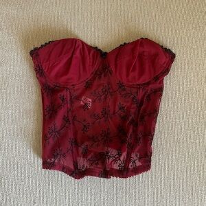 Red & Black Corset Top - Evelyn